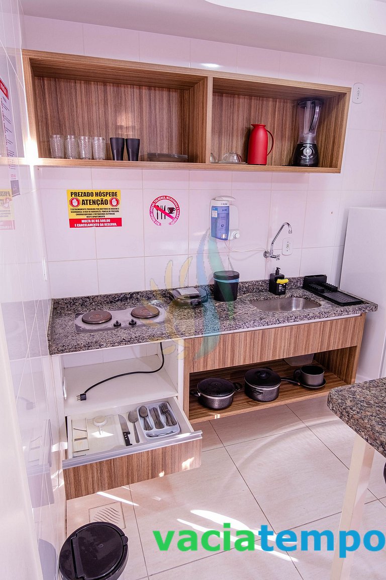 flat com Cozinha e Parque Aquático Incluso 24hs Caldas Novas